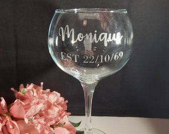 Extra Large Gin glass with etch name  , funny, humorous glass present gift G&T Christmas present. Birthday