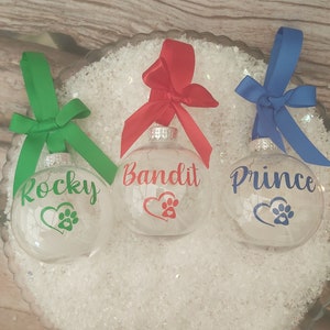 Dog Memory Bauble, Personalised Paw Print Bauble, Pet Bauble,Feather Filled Bauble, Christmas Tree Dog Decoration,Dog Christmas Remembrance