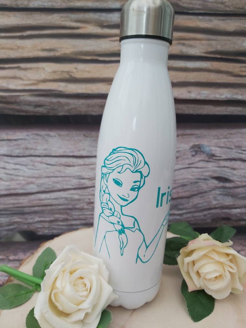 Personalised Frozen Elsa 500ml insulated water bottle vacuum flask thermal sport chillie image 5
