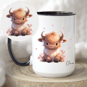 Valentines gift Highland Cow Mug, Valentine Highland Cow Mug, Personalized Cow mug, Cow cup, Cow