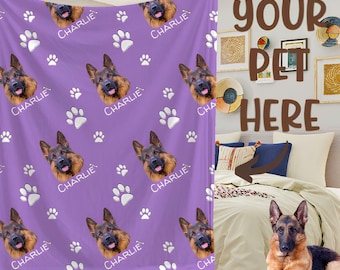 Manta personalizada para mascotas Manta personalizada con foto de perro y nombre Manta personalizada para perros Manta con foto para mascotas Regalos para papás de perros, regalo para amantes de las mascotas