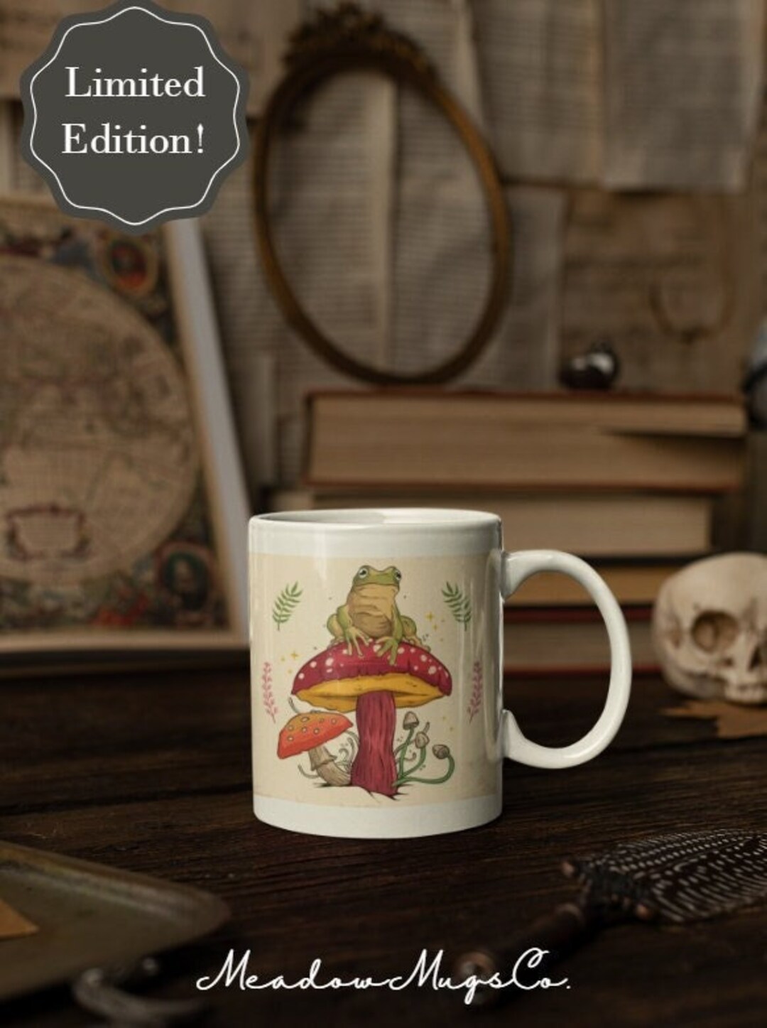 Whimsical Frog Mushroom Mug, Cute Frog Mug, Nature Mug, Earthy Mug ...