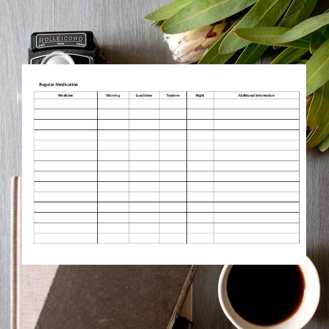 Printable A4 Medicines Reminder Chart Planner Medical | Etsy