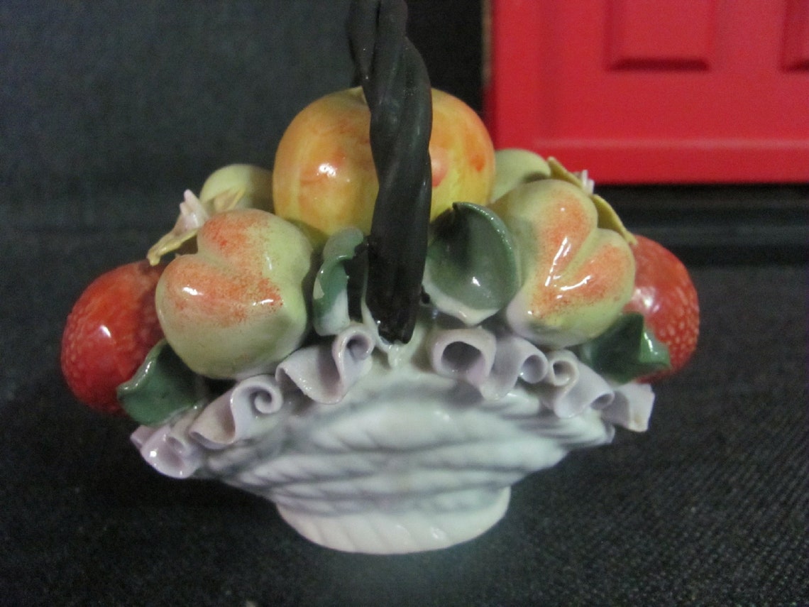 Vintage Ceramic Basket of Fruit Etsy