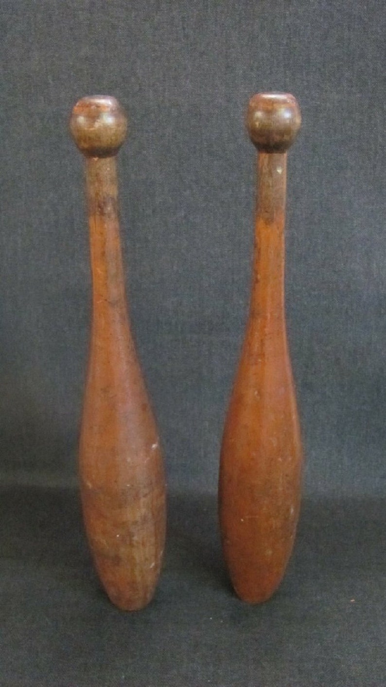 Vintage Wooden Indian Clubs Exercise