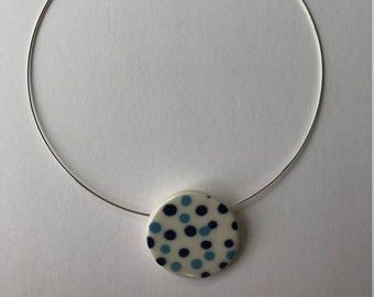 porcelain pendant, porcelain disc, hademade porcelain jewellery