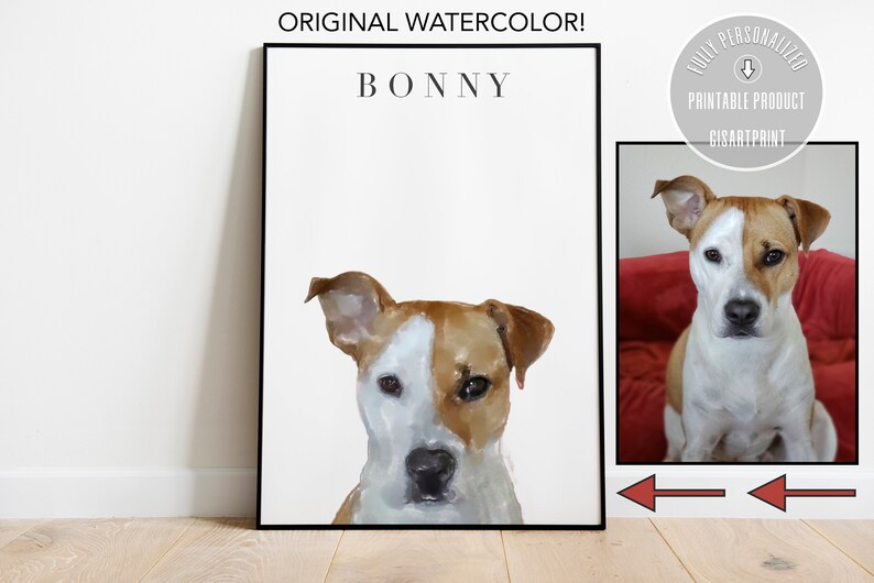 Personalized Pet Portrait Print Printable Wall Art Pet Etsy
