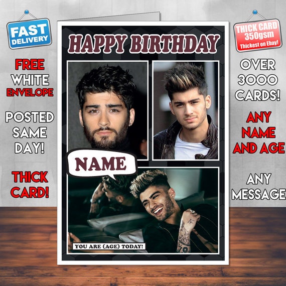 Ideal Gift for any occasion A5 Personalised Zayn Malik Birthday//Greeting Card