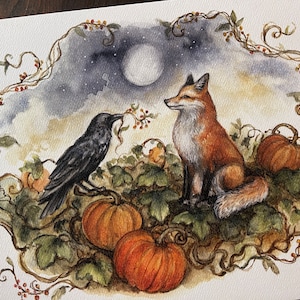 Midnight in the pumpkin patch~ print