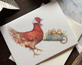 Mama hen spring greeting card