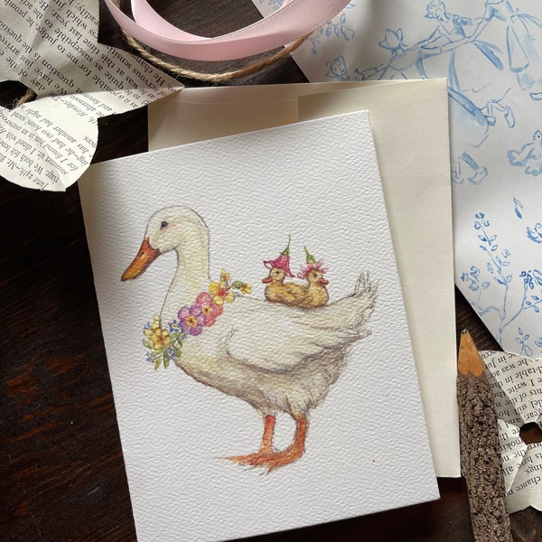 Mama duck spring greeting card