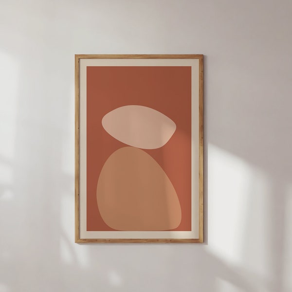 Earth Tones Terracotta Abstract Organic Shapes Line Drawing Minimalist Mid Century Modern Wall Decor Digital Print