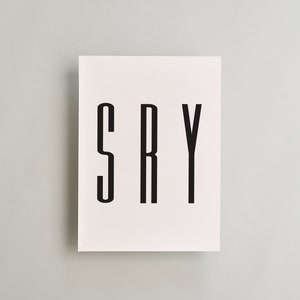 SRY Card Scusa Biglietto d'auguri con download istantaneo in bianco e nero con modello di busta