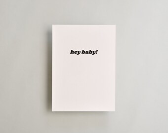 Hey schat! Kaart zwart-wit Instant Download wenskaart met envelop sjabloon