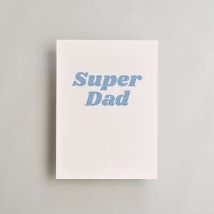 Cartão Super Dad Azul e Branco Cartão de download instantâneo com modelo de envelope