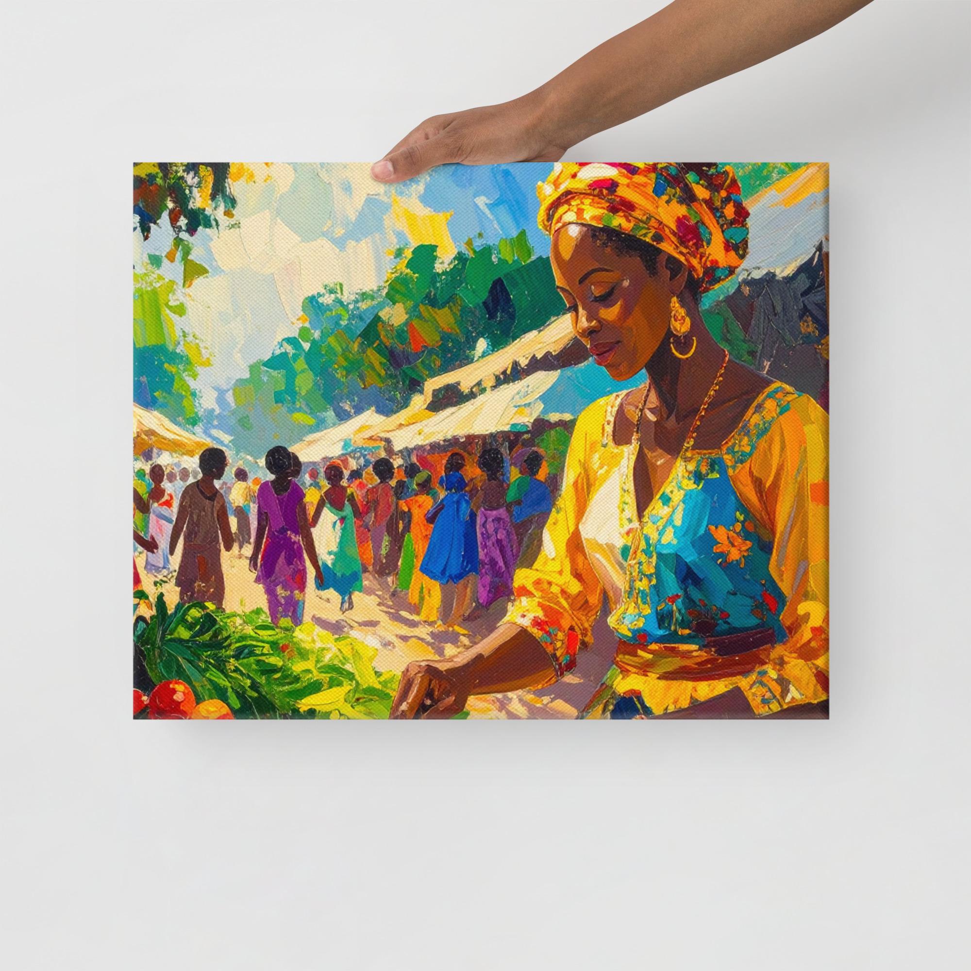 Canvas Print, Gallery Wall Art, Global Decor, African Scene, Fathers Day Gift, Living Room Print, Boho Home, Prominent Lady at the Market