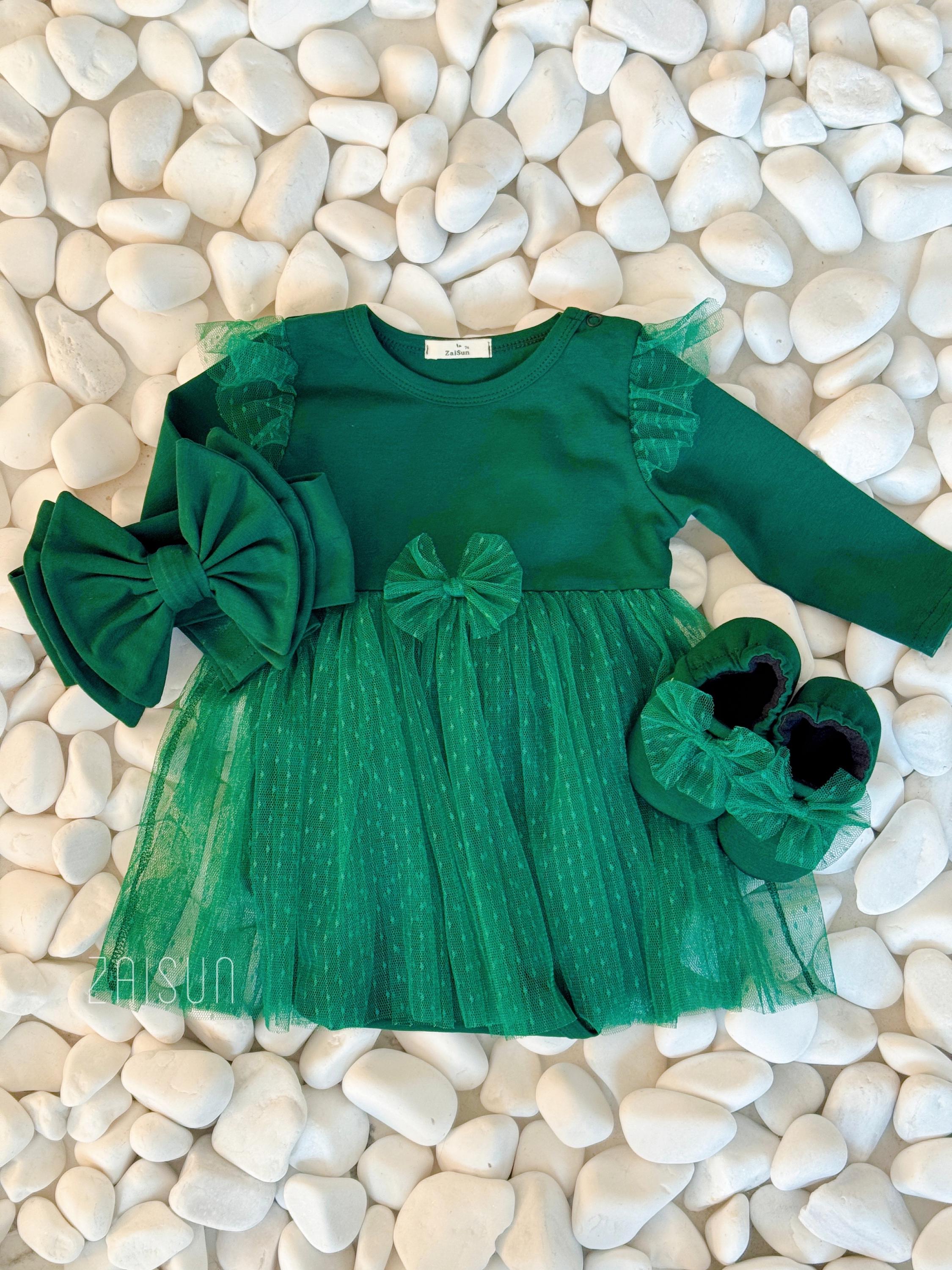 green infant holiday dress Mom & Me main image 0