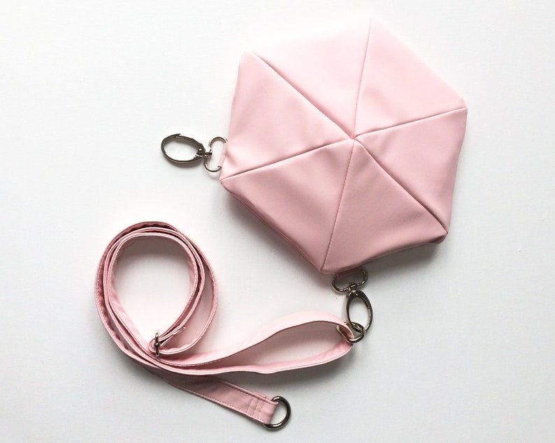 with adjustable and removable strap pink or aqua blue eco-leather hexagon shaped Hip bag belt bag fanny pack