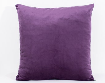 May include: A plush purple throw pillow with a zipper closure.