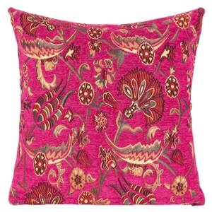 Rosa Blumen Kissenbezug: Türkisches Chenille Orientalisches Kissen
