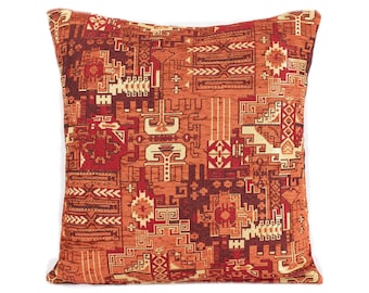 Kissenbezug in gebranntem Orange: Orientalisches Chenille-Kissen
