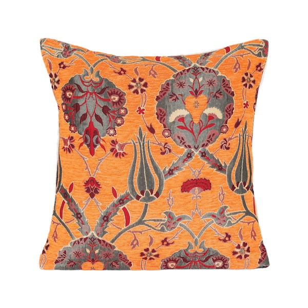 Orange pillow cover, orange cushion cover, oriental pillow, kilim pillow cover, kilim design pillow, kilim cushion , orange throw pillow.
