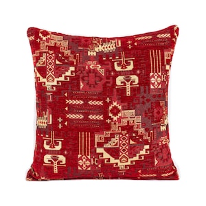 Red Turkish kilim pillow cover, red throw pillow, red cushion cover, red oriental pillow, farmhouse pillow red, red pillow for sofa.