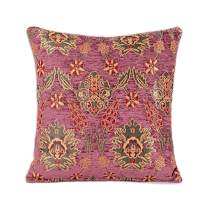 Pink kilim pillow cover, Turkish kilim pillow, kilim cushion cover, oriental pillow pink, pink kilim throw pillow, pillow cover 16 x 16.
