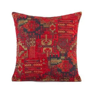 Dark red Turkish pillow cover, Kilim pillow cover, dark red throw pillow, red cushion cover, red chenille pillow, dark red oriental pillow.