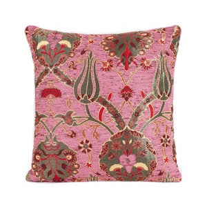 Pink kilim pillow, kilim cushion pink, pink tulip Turkish, pink boho pillow, kilim pillow pink, pillow covers 16 x 16, tulip throw pillow.