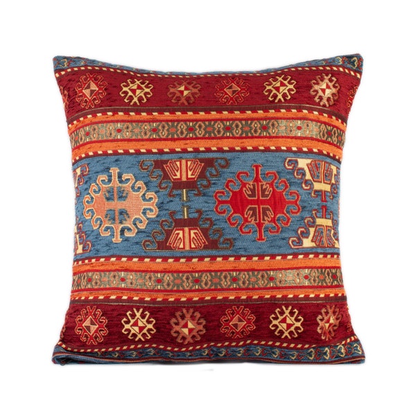 Oriental pillow cover, accent throw pillow, accent kilim pillow, traditional pillow cover, kilim pillow cover 16x16, authentic pillow cover.