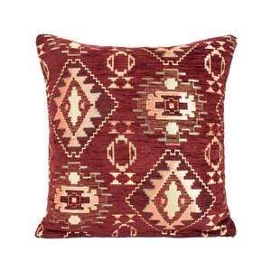 Burgundy Turkish pillow cover, Kilim pillow cover, burgundy throw pillow, claret red cushion cover, red chenille pillow, oriental pillow.