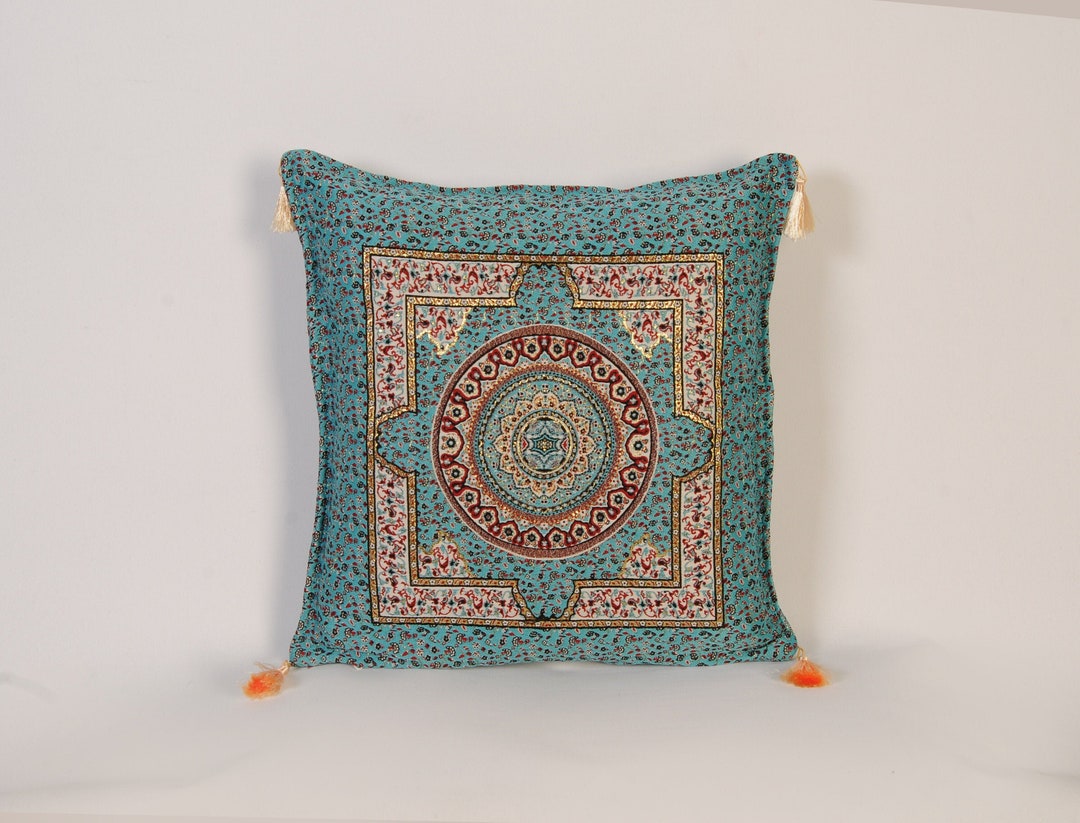 Blue Throw Pillow Blue Boho Pillow Blue Turkish Pillow Red Etsy