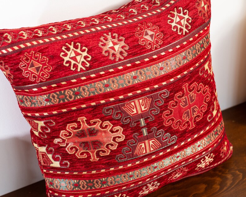 Kilim Pillow Cover Turkish Pillow Cover Red Kilim Pillow Etsy