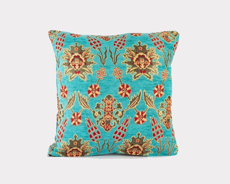 Boho Throw Pillow Boho Kissen Pillow Cover 20x20 Blue Kilim Etsy