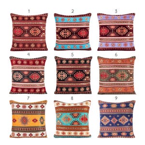 Funda de almohada kilim de chenilla: decoración de estilo rústico turco oriental