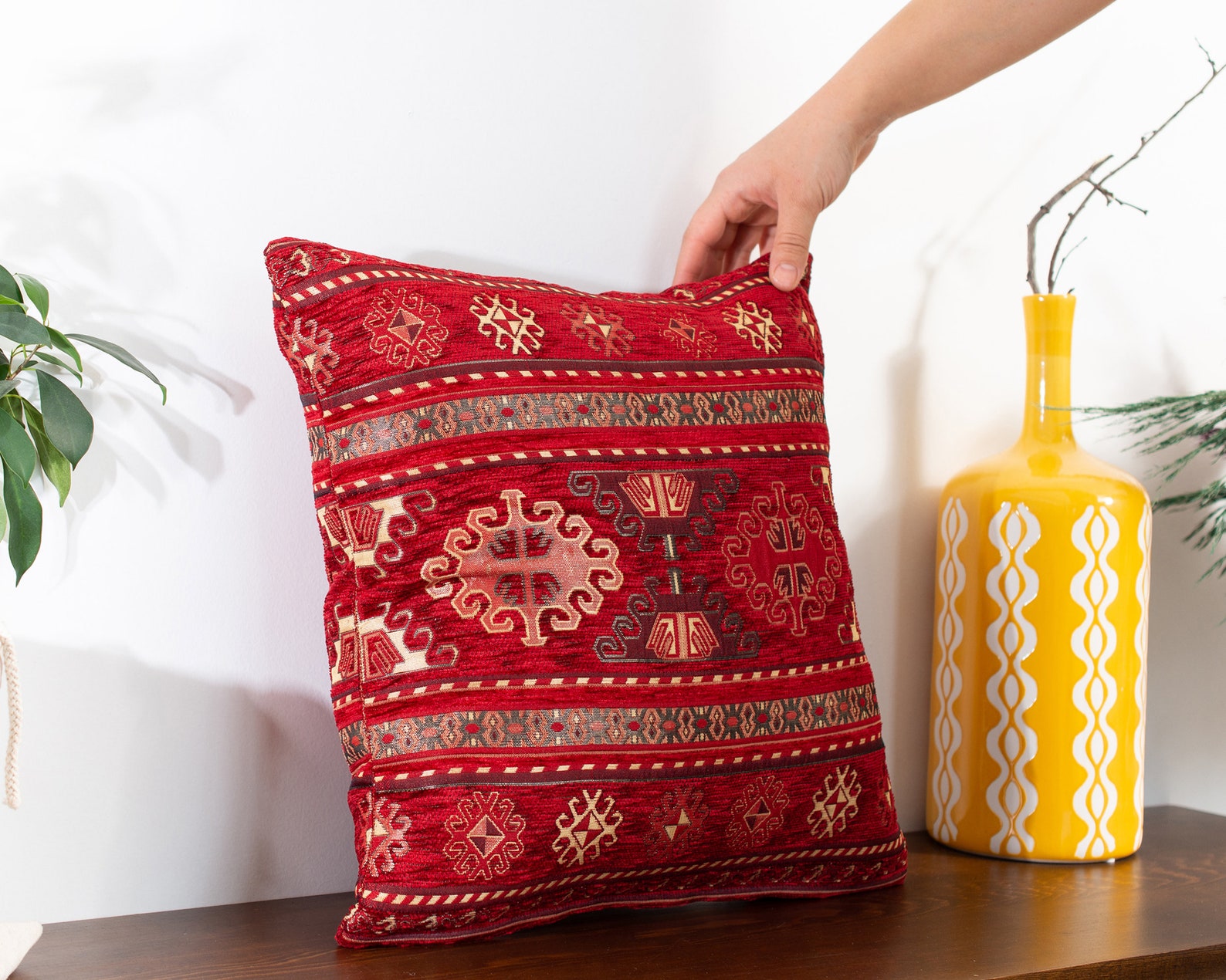 Kilim Pillow Cover Turkish Pillow Cover Red Kilim Pillow Etsy