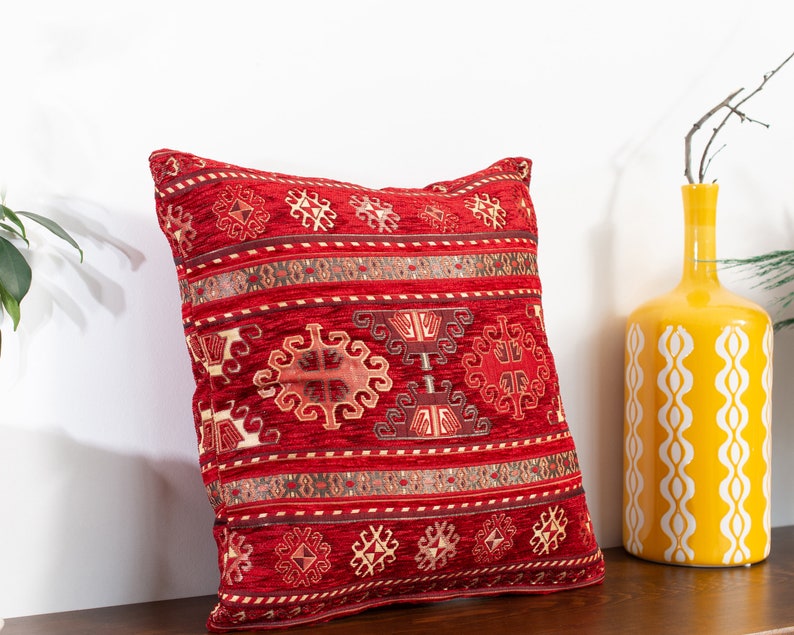 Kilim Pillow Cover Turkish Pillow Cover Red Kilim Pillow Etsy