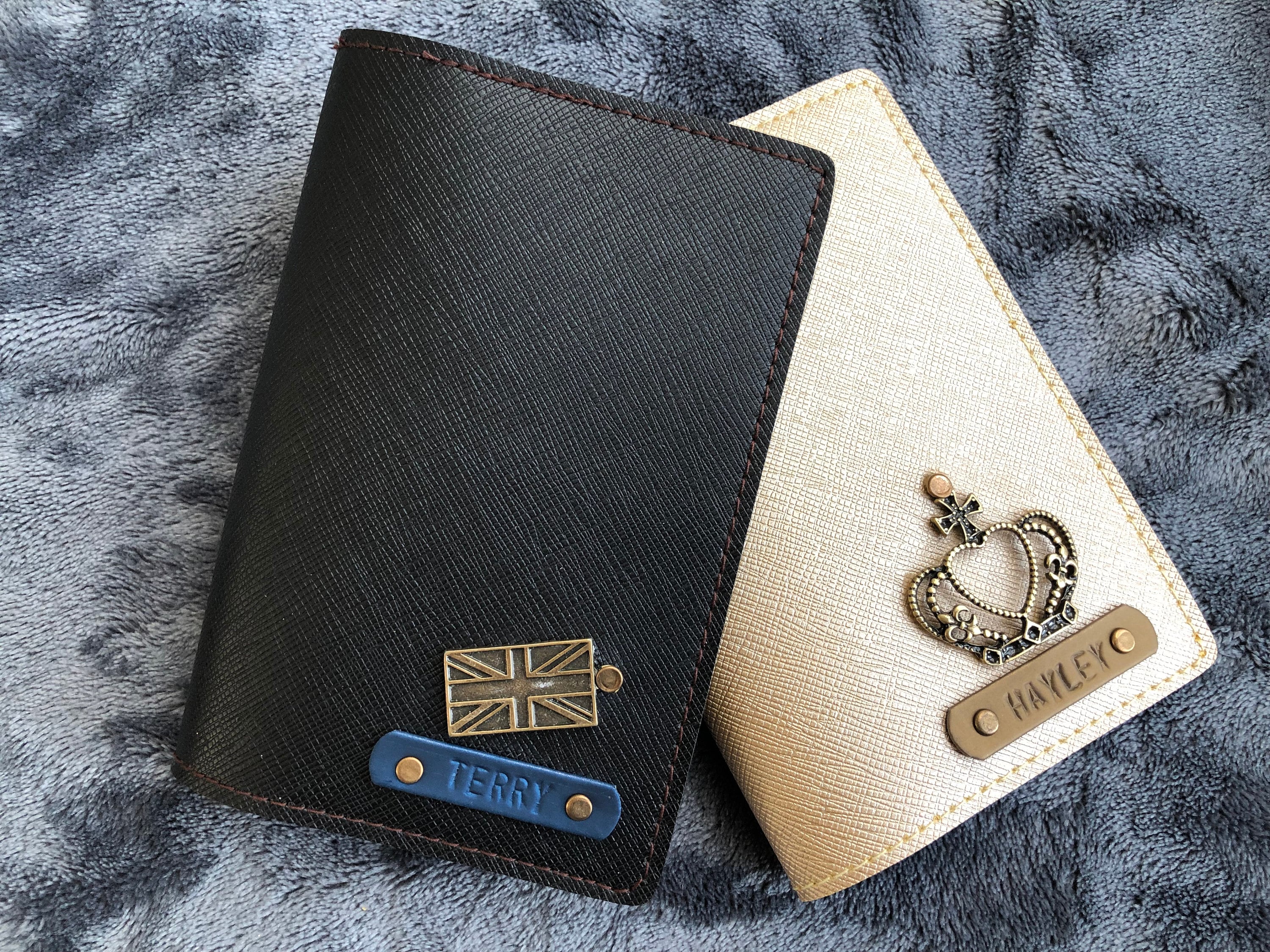 Gray Shadow Monogram Personalized Passport Holder