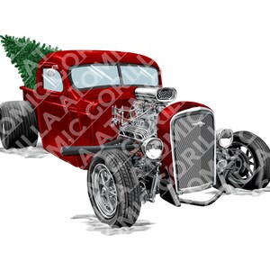 Christmas Red Truck Hot Rod Sublimation Design, Red Truck Hot Rod Parody Instant Digital Download PNG