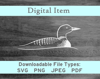 Loon svg png jpeg pdf digital file download -NOT a physical item-please read description- htv jpg cnc bird animal shirt hat art home decor