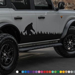 Bigfoot Sasquatch vinyl decal sticker for car truck rv camper van atv utv hood window panel bumper fender door side nature trees home decor