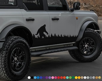 Bigfoot Sasquatch vinyl decal sticker for car truck rv camper van atv utv hood window panel bumper fender door side nature trees home decor
