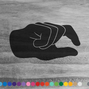 May include: Black silhouette of a hand making a 'come here' gesture, with fingers curled inward.