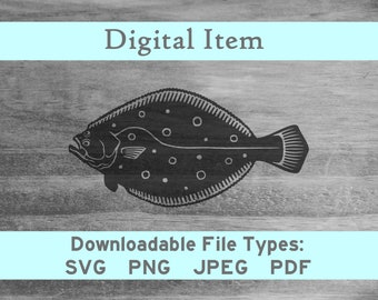 Fluke Summer Flounder svg png jpeg pdf digital file download -NOT a physical item-please read description- fish art jpg htv shirt cnc press