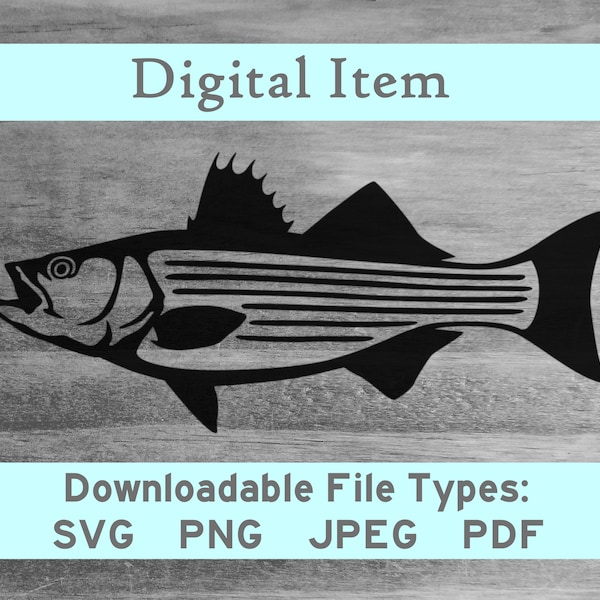 Striped Bass svg png jpeg pdf digital file download-NOT a physical item-please read description- cut file for art craft vinyl shirt cutter