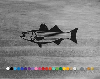 Striped Bass vinyl decal sticker for car truck rv camper van atv window bumper hood door wall boat hull sea ocean fish room home decor art