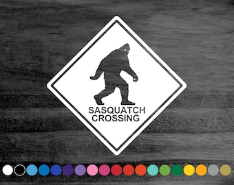 Sasquatch Crossing bigfoot vinyl decal sticker for car truck rv camper van atv hood door window bumper laptop cooler room wall sign decor