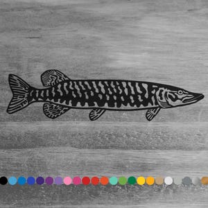 Northern Pike vinyl decal sticker for car truck rv camper van atv window bumper boat hull kayak cooler laptop wall door fish art home decor