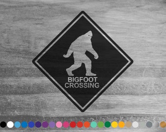 Bigfoot Crossing sasquatch vinyl decal sticker for car truck rv camper van atv window bumper boat hull laptop cooler wall sign room decor